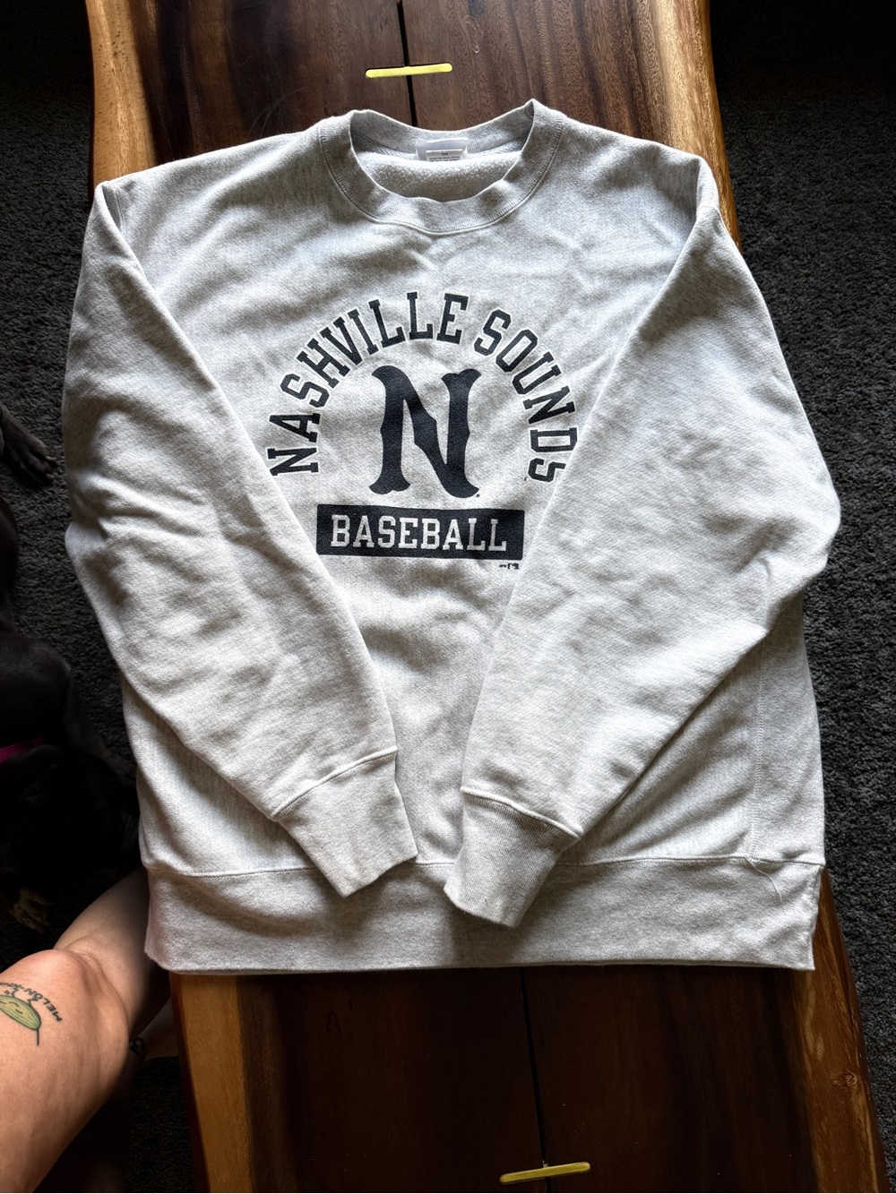 Champion Light Gray Nashville Sounds Baseball Crewneck Sweatshirt